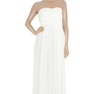 NWT TIBI Pleated Silk Chiffon Strapless wedding Dress Gown off white ivory 8 M